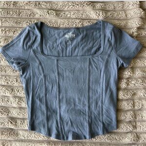 Hollister Women's Slate Blue Short Sleeve Top